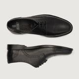 Dirk Brogues Derby Black Leather Shoes - Reinforced Heel Counter & Precision Double-Row Stitching Detail