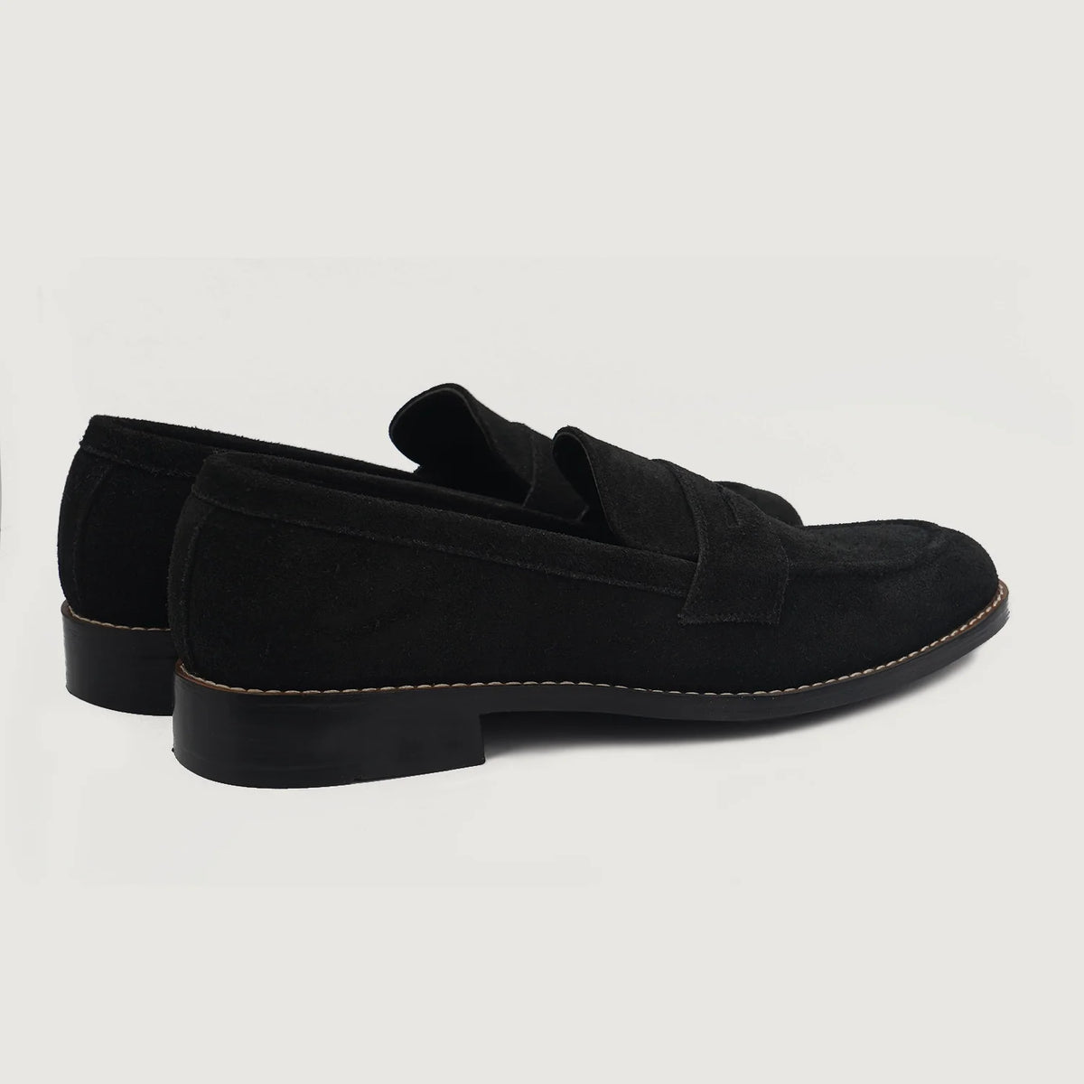 Baxton Черный Suede Кожаные лоферы для Мужчин For Men - Усиленный задник и точная двойная строчка