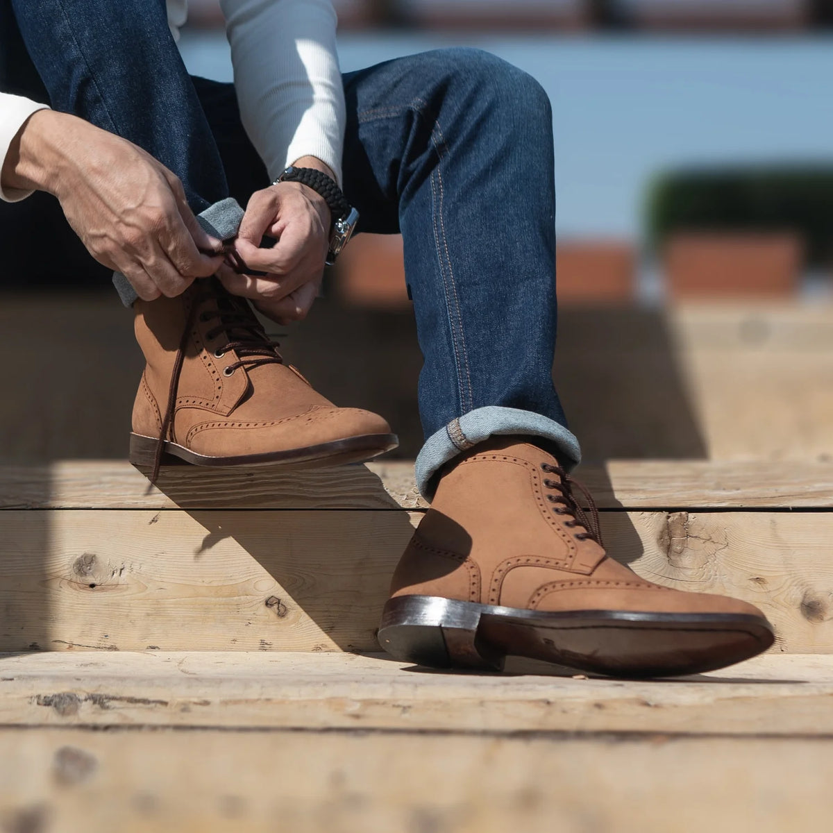 Orlaven Duster Brogues Derby Коричневый Nubuck Кожаные ботинки для Мужчин footwear image 9