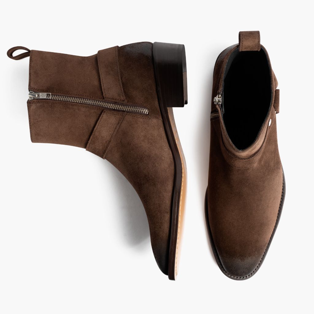Harness Dark Коричневый Suede Кожаные ботинки для Мужчин - Усиленный задник и точная двойная строчка