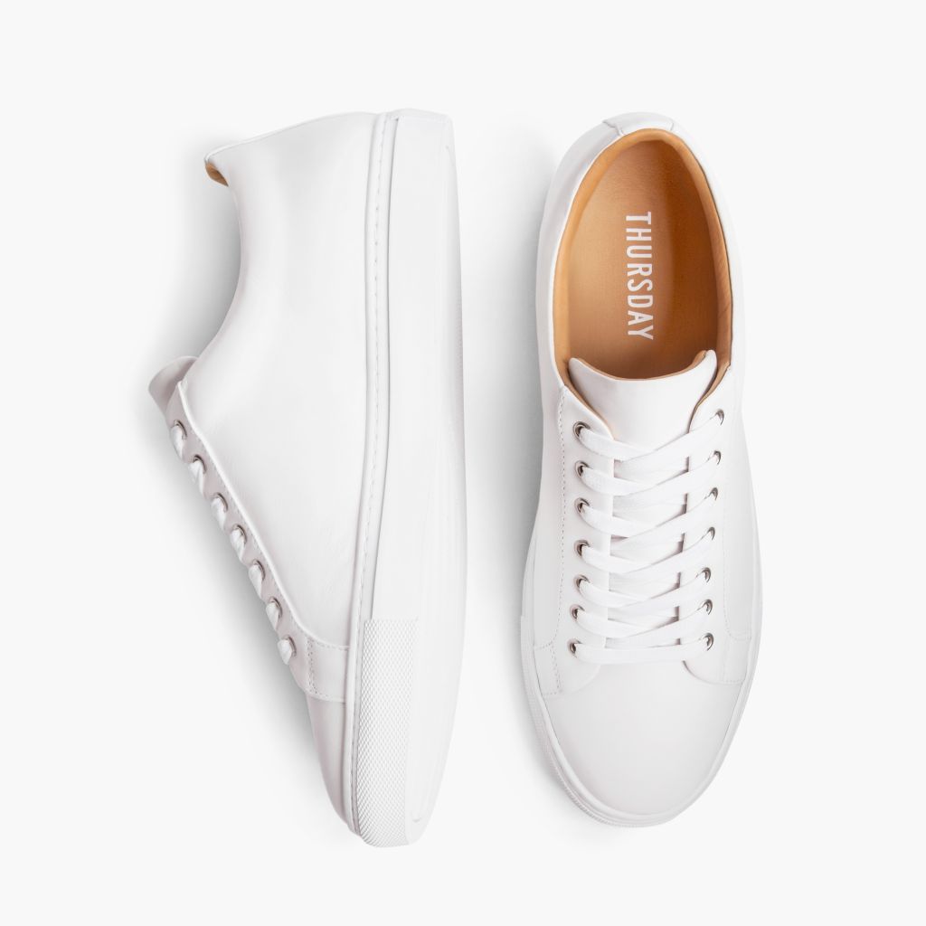 Premier Low Top White Кожаные кеды для Мужчин For Men - Усиленный задник и точная двойная строчка