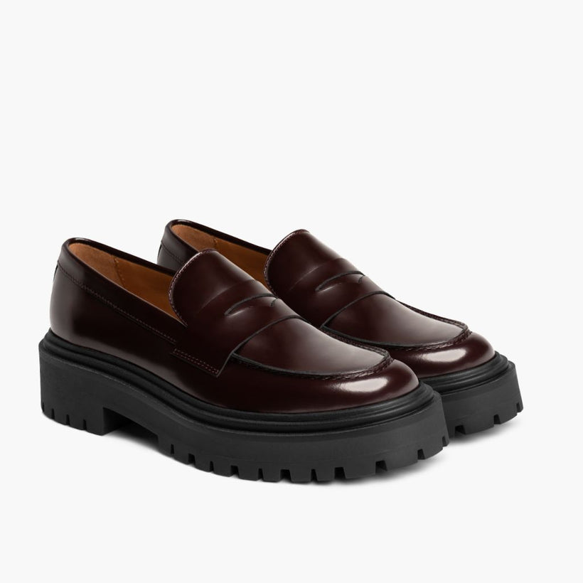 Penny Platform Burgundy Leather Boots женская