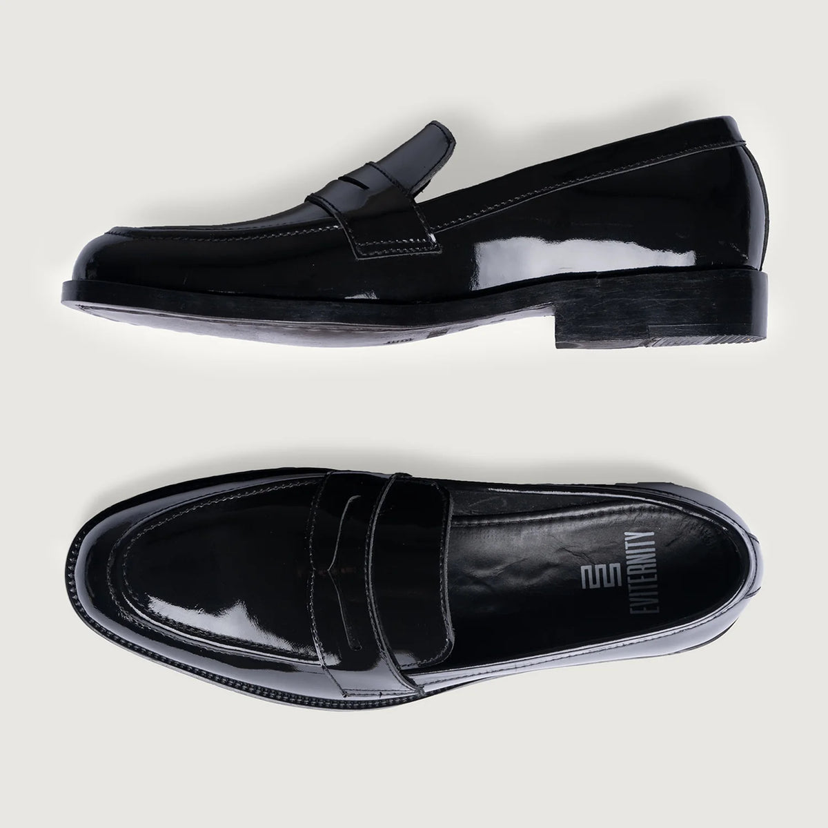 Baxton Черный Patent Кожаные лоферы для Мужчин For Men - Усиленный задник и точная двойная строчка