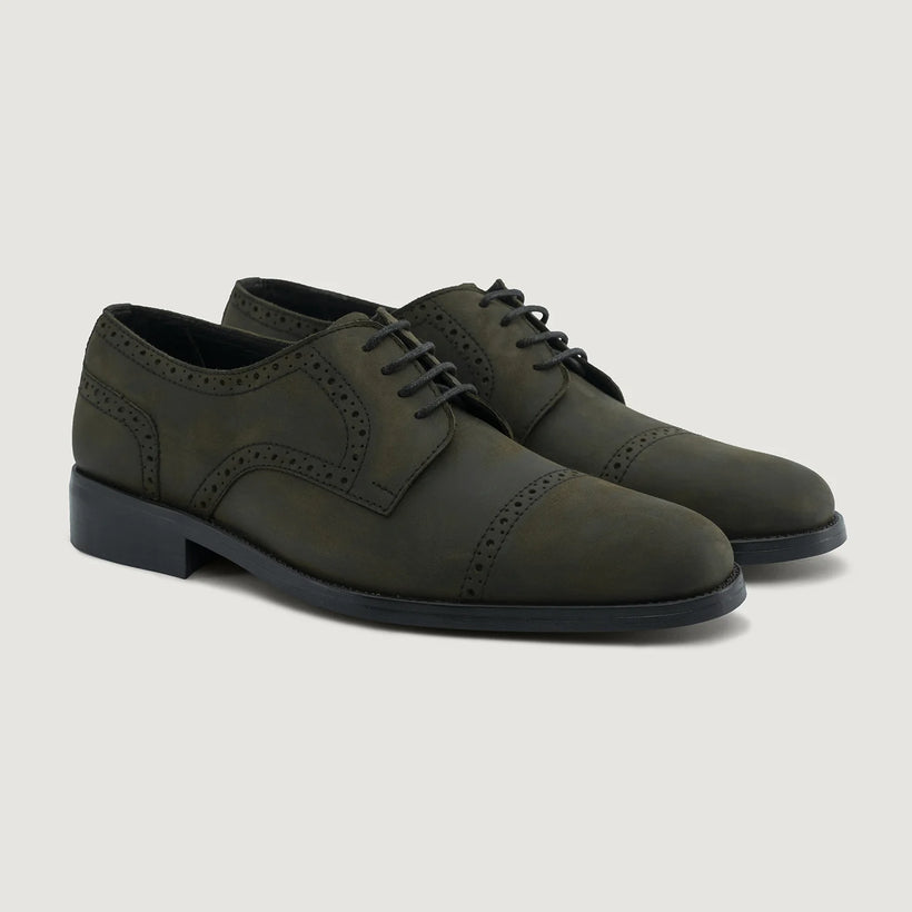 Dirk Brogues Derby Olive Oil Pullup Leather Shoes - StudGuard мужская
