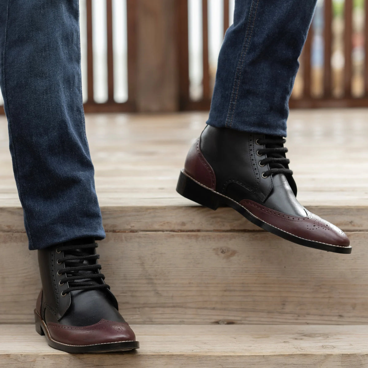 Orlaven Duster Brogues Derby Бордовый Черный Кожаные ботинки - StudGuard для Мужчин footwear image 9