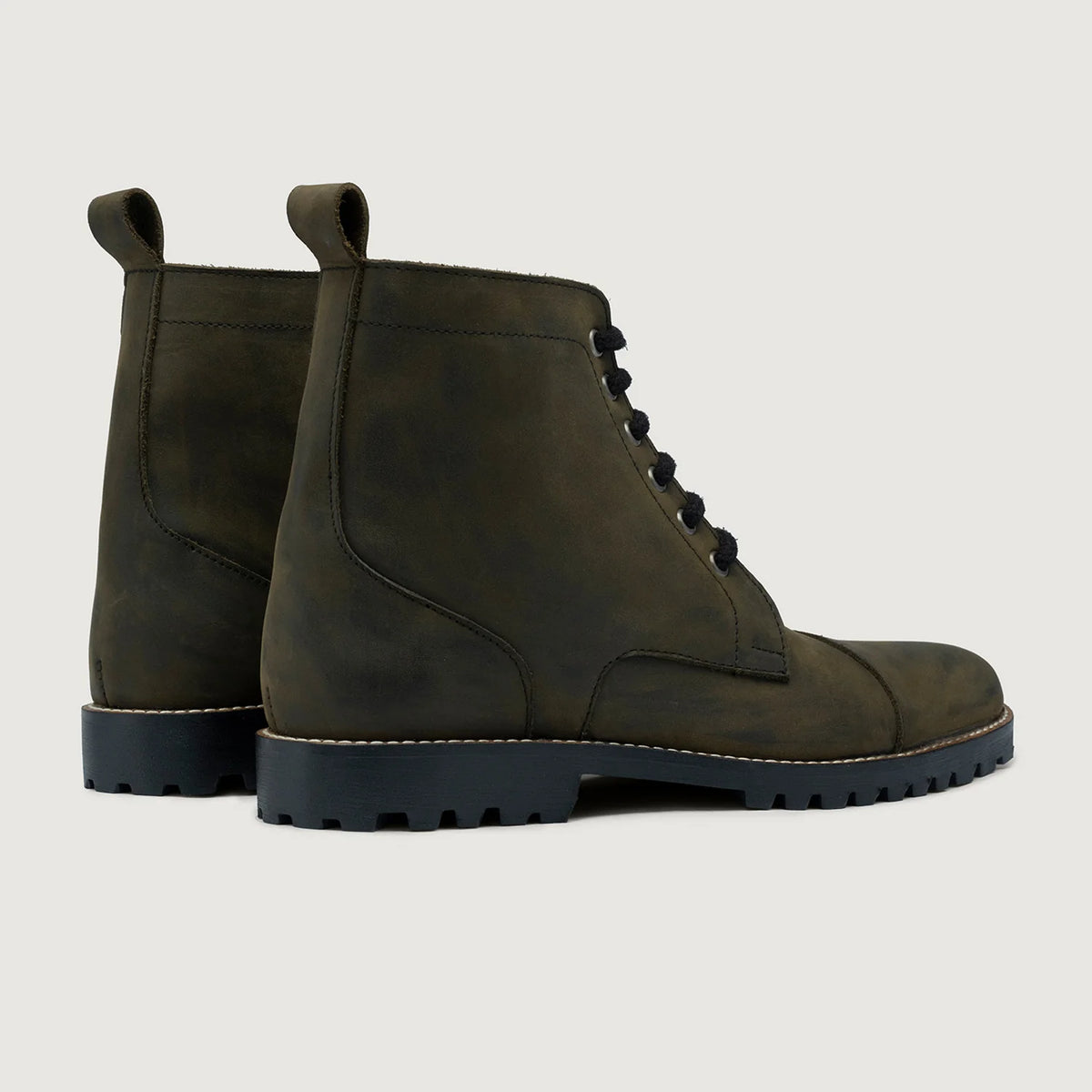 Knight Derby Olive Оливковый Pullup Кожаные ботинки - TerraGrip для Мужчин - Усиленный задник и точная двойная строчка