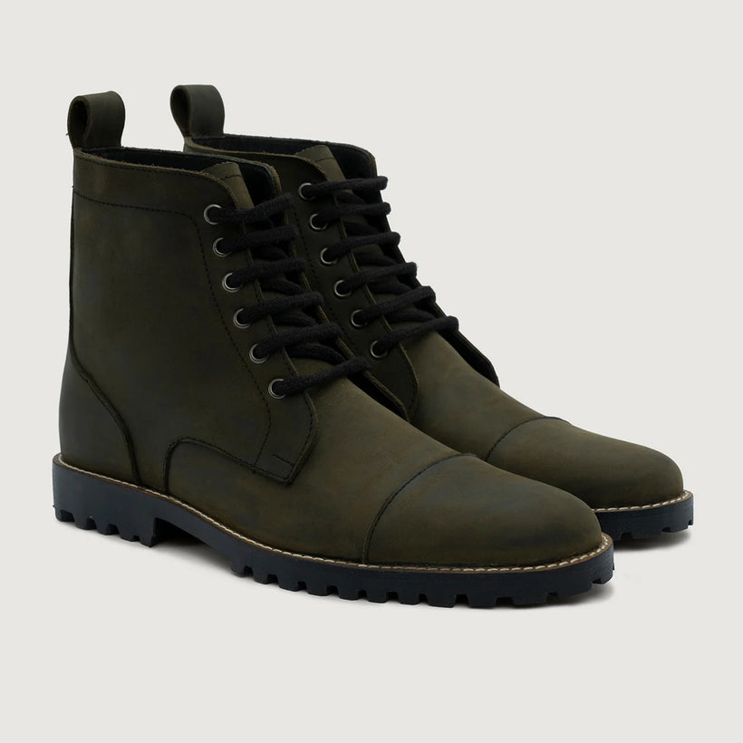 Knight Derby Olive Оливковый Pullup Кожаные ботинки - TerraGrip для Мужчин