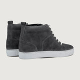 Marty High Top Grey Suede Leather Sneakers For Men - Reinforced Heel Counter & Precision Double-Row Stitching Detail