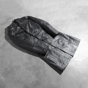 
Open Hem & Hem Craftsmanship Construction Detail on Alexis Черный Single Breasted Кожаное пальто для Женщин