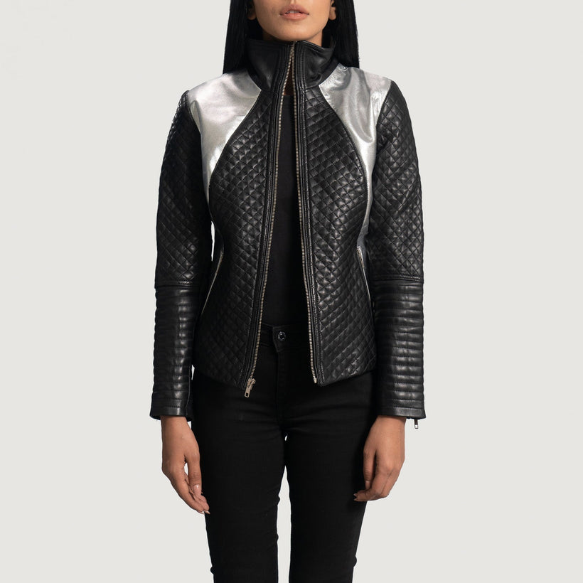 Alia Metallic Черная Кожаная косуха женская