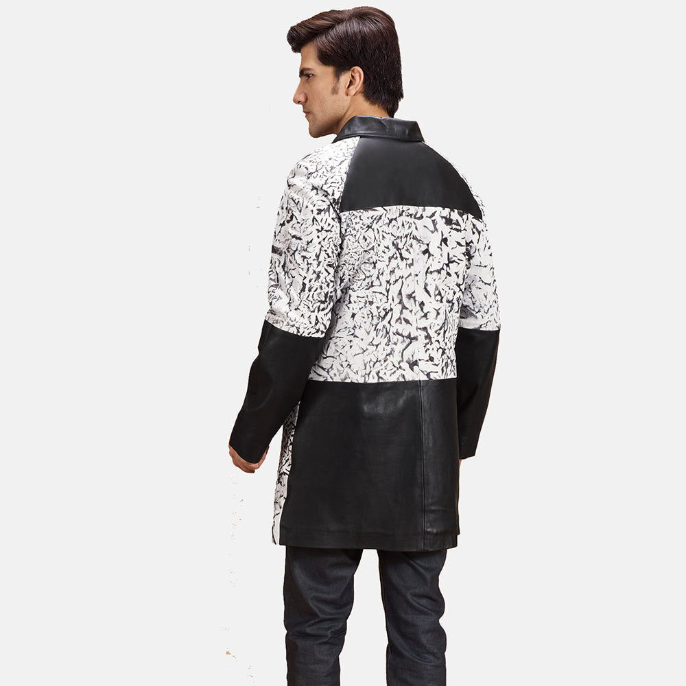 
Крупный план деталей of Shirt & Button Hardware on Artistry Черный Dye Кожаное пальто для Мужчин
