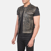 
Distressed Brown Sheepskin Leather Biker Jacket - Вид сзади, подчеркивающий посадку по плечам и ровный край