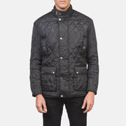 
Крупный план деталей of Belted Band & Button Hardware on Barry Стеганый Черный Windbreaker Кожаная куртка для Мужчин