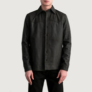 
Bronco Tumbled Коричневый Leather Shirt для Мужчин in Tumbled Brown Sheepskin Leather - Вид спереди и приталенный силуэт | Купить в официальном онлайн-магазине