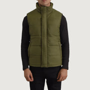 
Крупный план деталей of Classic Collar & Zipper With Placket Hardware on Bryan Оливковый Утепленный жилет для Мужчин