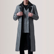 
Charlton Grey Leather Single Breasted Кожаное пальто для Мужчин - Вид спереди и приталенный силуэт | Купить в официальном онлайн-магазине