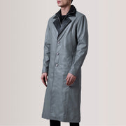 
Charlton Grey Leather Single Breasted Кожаное пальто для Мужчин - Вид сбоку, демонстрирующий эргономичный крой рукава