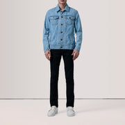 
Light Blue Full-Grain leather Jacket - Вид сзади, подчеркивающий посадку по плечам и ровный край