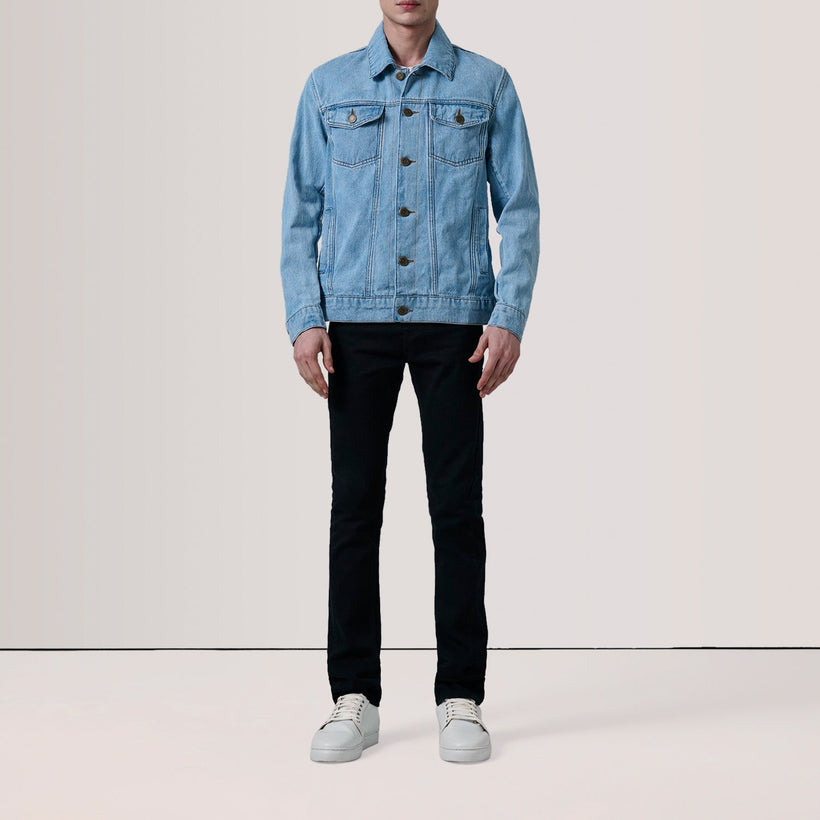 Conard Light Синий Denim Trucker Кожаная куртка для Мужчин
