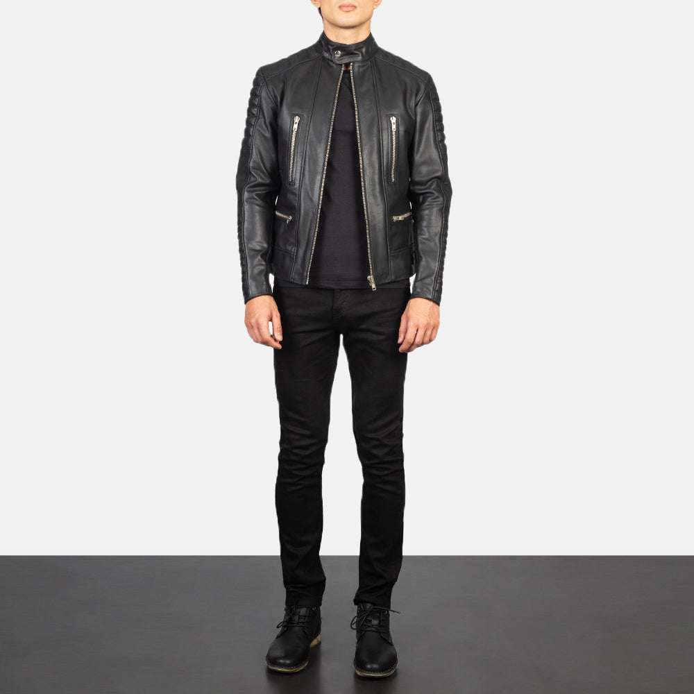 
Damian Grey Suede Biker Jacket - Вид сбоку, демонстрирующий эргономичный крой рукава