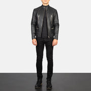 
Damian Grey Suede Biker Jacket - Вид сбоку, демонстрирующий эргономичный крой рукава