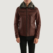 
Evan Hart Fur Коричневый Кожаная куртка для Мужчин in Distressed Brown Sheepskin Burnishing - Вид спереди и приталенный силуэт | Купить в официальном онлайн-магазине