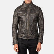 
Gatsby Quilted Distressed Brown Leather Jacket - Вид сбоку, демонстрирующий эргономичный крой рукава