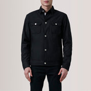 
Authentic Waxed Cotton Canvas Grain Texture & Heavy-Duty Seam Stitching Detail