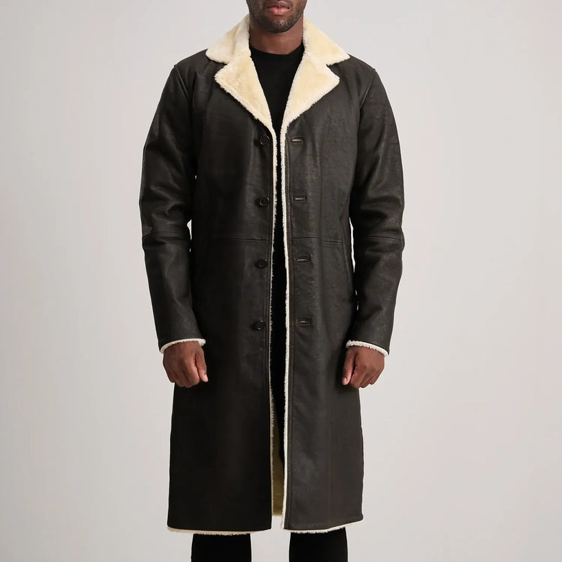 Kolby Коричневый Shearling Кожаное пальто для Мужчин