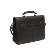 Solid Antique Brass Hardware & Heavy-Duty Dual Zipper Detail on Stuttgart Full-Grain Leather Briefcase