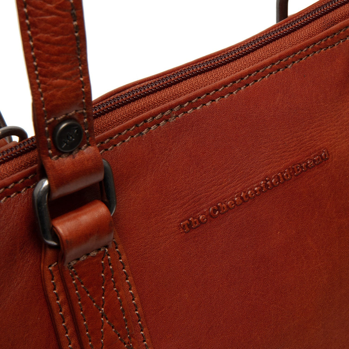 
Cognac Leather Shoulder Bag Viamonte, detail view 1