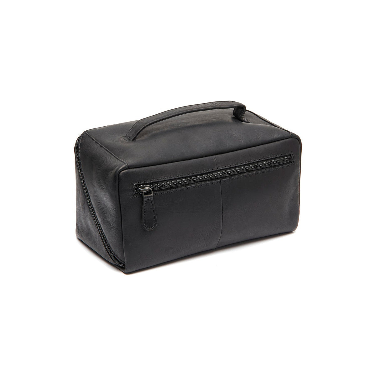 Tailored Rib Cuffs &amp; Hem Craftsmanship Construction Detail on Elmia Full-Grain Leather Toiletry Bag