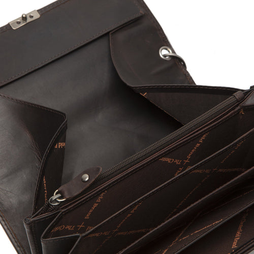 Classic 100% Full-Grain leather Wallet - Rear Perspective Showing Reinforced Leather Straps & Stitching