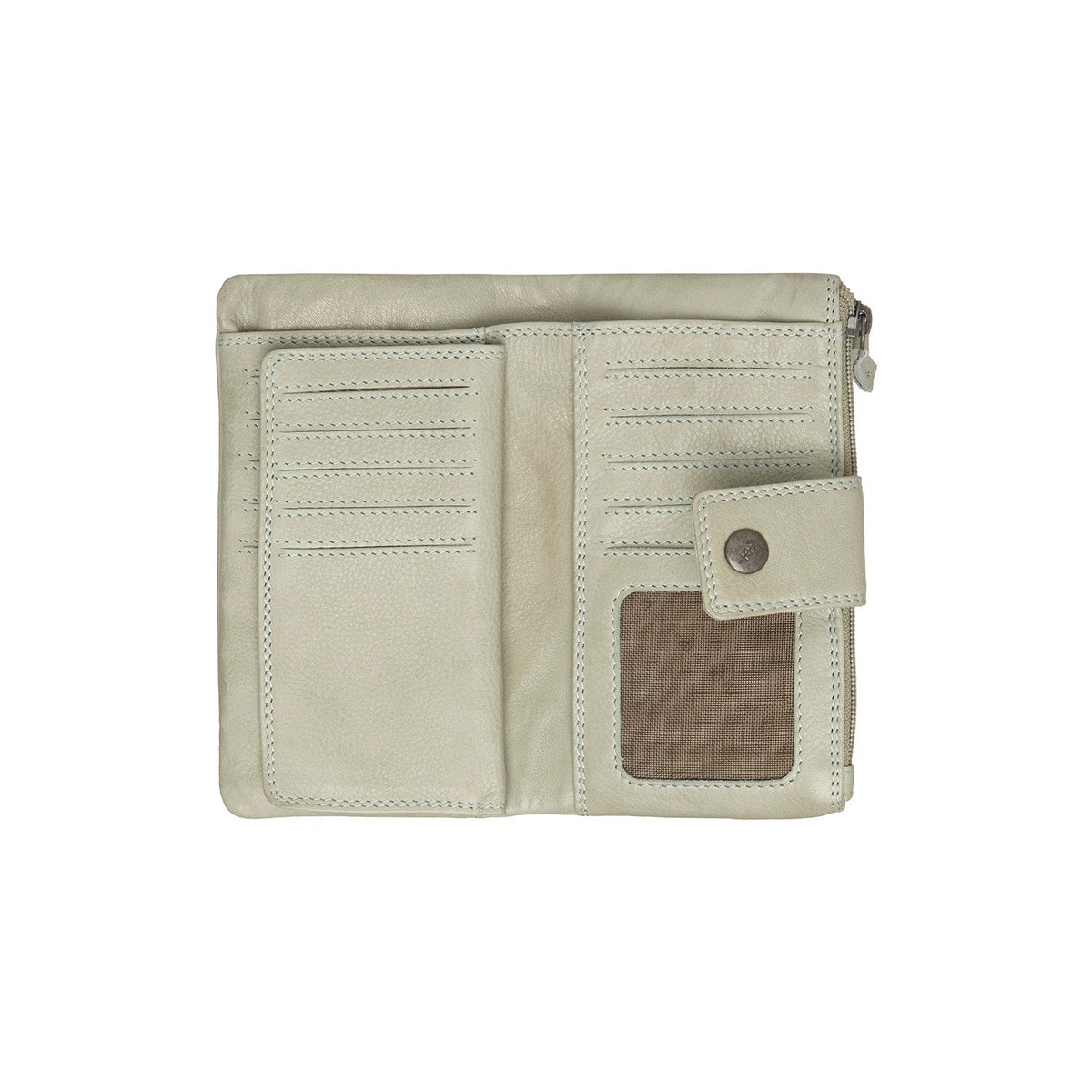 Solid Antique Brass Hardware &amp; Heavy-Duty Dual Zipper Detail on Fresno Цельнозерновая кожа Wallet