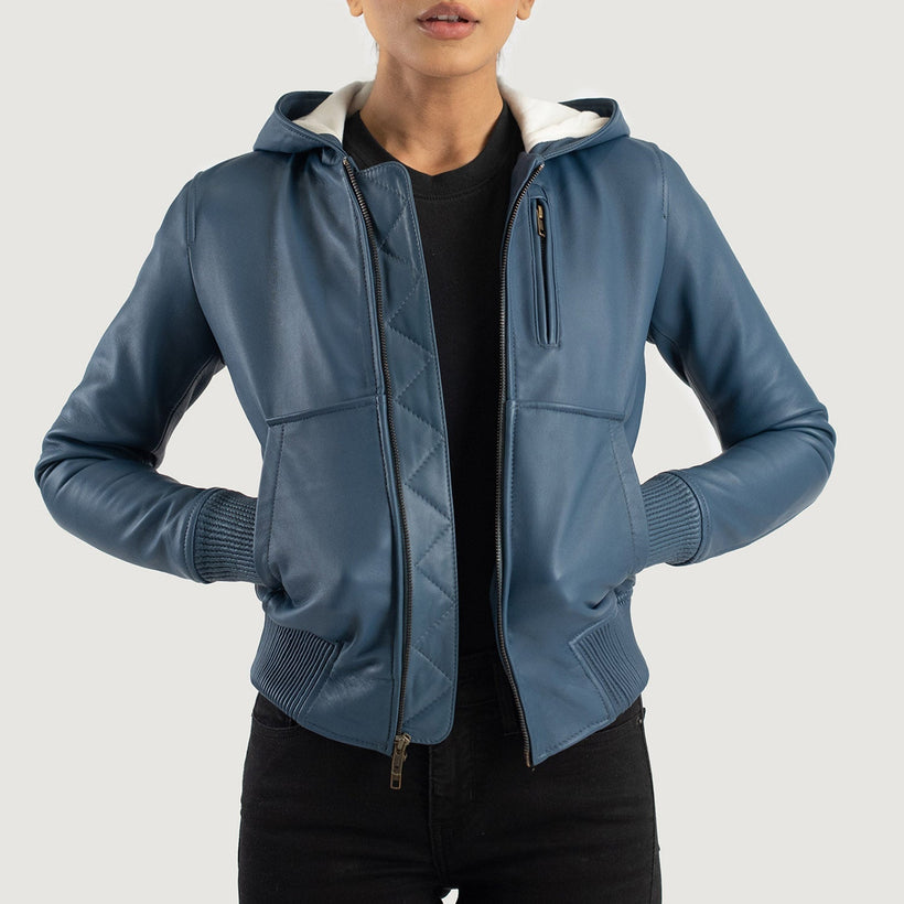Luna Hooded Кожаный бомбер женская