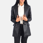 
Open Hem & Hem Craftsmanship Construction Detail on Marilyn Tan Brown Leather Blazer