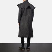 
Maverick Черный Leather Duster для Мужчин - Вид сбоку, демонстрирующий эргономичный крой рукава