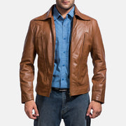 
Old School Коричневый Кожаная куртка для Мужчин in Brown Sheepskin Leather - Вид спереди и приталенный силуэт | Купить в официальном онлайн-магазине