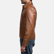 
Brown Sheepskin leather Jacket - Вид сзади, подчеркивающий посадку по плечам и ровный край