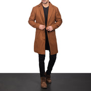
Khaki Synthetic Wool Trench Coat - Вид сзади, подчеркивающий посадку по плечам и ровный край