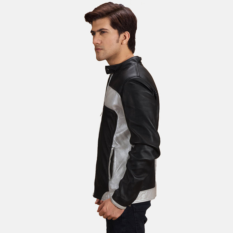 Randolf Silver Черный Кожаная куртка-косуха для Мужчин