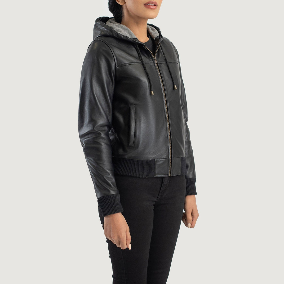 
Rebella Hooded Кожаный бомбер для Женщин – alternate product view 2