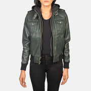 
Roslyn Hooded Кожаный бомбер для Женщин – alternate product view 1