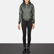 
Roslyn Hooded Кожаный бомбер для Женщин – alternate product view 3