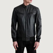 Men's Sven Mocha Suede Bomber Jacket in Dark Brown Goatskin Suede - Front Profile View & Tailored Silhouette | Buy Online