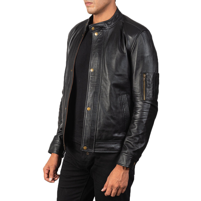 Tea House Черный Кожаная куртка-косуха для Мужчин