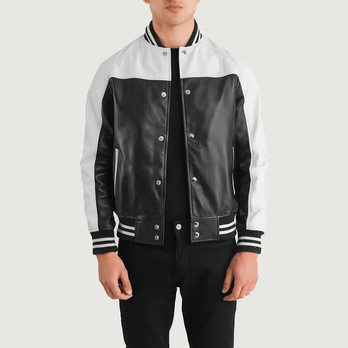 
Terrance Черный Varsity Кожаная куртка для Мужчин – alternate product view 1