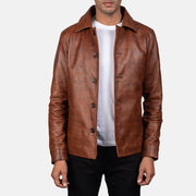 
Waffle Коричневый Кожаная куртка для Мужчин in Distressed Brown Sheepskin Burnishing - Вид спереди и приталенный силуэт | Купить в официальном онлайн-магазине