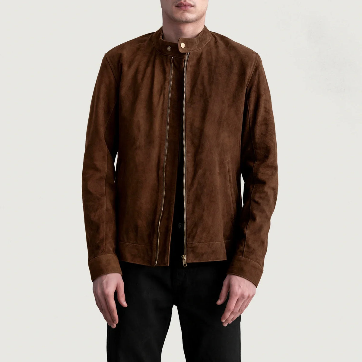 
Zen Коричневый Suede Кожаная куртка-косуха для Мужчин - Вид спереди и приталенный силуэт | Купить в официальном онлайн-магазине