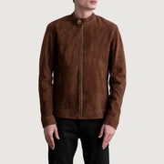 
Zen Коричневый Suede Кожаная куртка-косуха для Мужчин - Вид сбоку, демонстрирующий эргономичный крой рукава